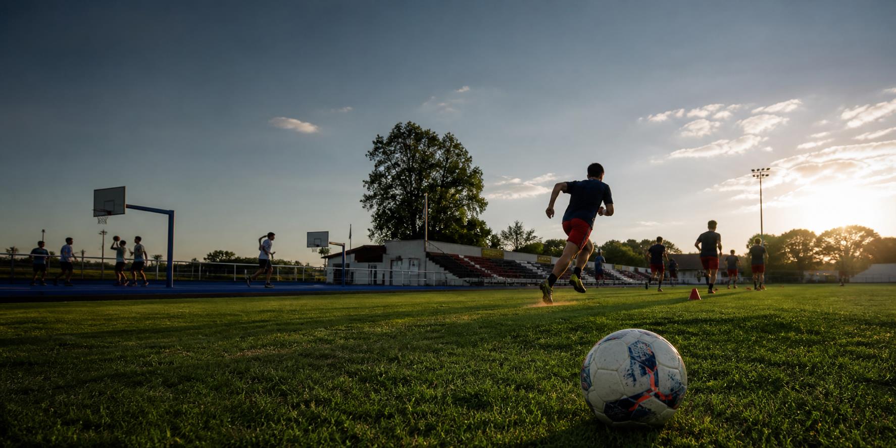 Cancha de deportes durante un entrenamiento local